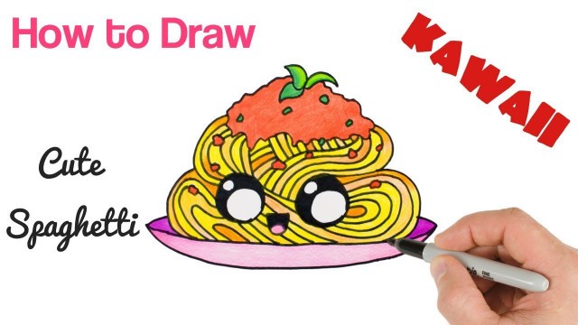 'How to Draw Spaghetti Pasta Cute Kawaii Food Drawing'