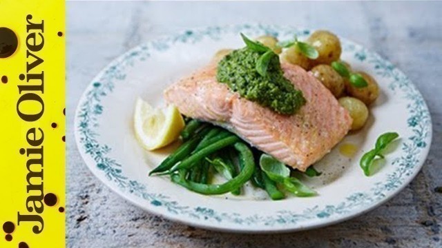 'Pan-fried Salmon & Pesto Veg | Jamie Oliver'