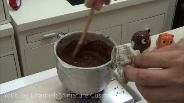 'Miniature Food Cooking: Champorado Sweet Chocolate Rice Porridge (mini food)'