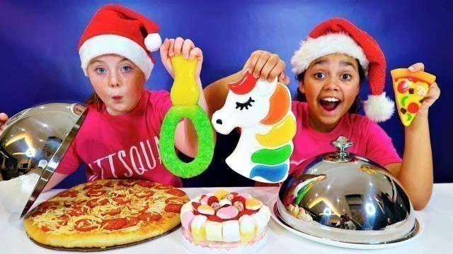 'REAL FOOD VS GUMMY FOOD CHALLENGE!! Christmas Edition'