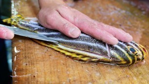 'Japanese Street Food - TIGER FISH SASHIMI Fish Fry Okinawa Seafood Japan'