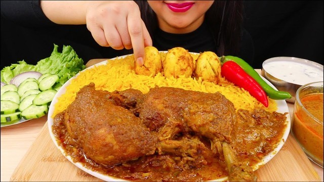 'EATING EGG BIRYANI,SPICY CHICKEN CURRY,CHILLI,RAITA*INDIAN FOOD MUKBANG*ASMR EATING SHOW'