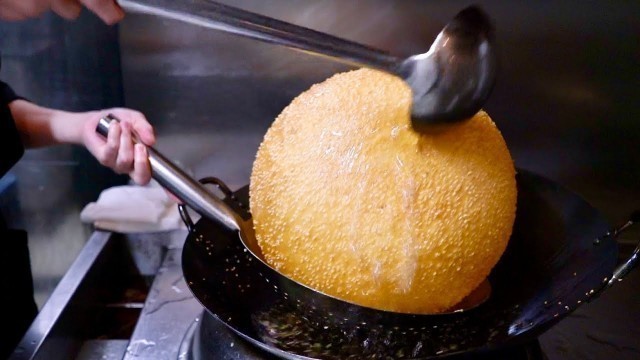 'Amazing Japanese street food | GIANT SESAME RICE DUMPLING BALL Japanese sweets'