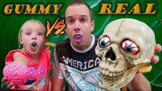 'Gummy Food Halloween Candy VS Real Toys Challenge!! Halloween Edition'