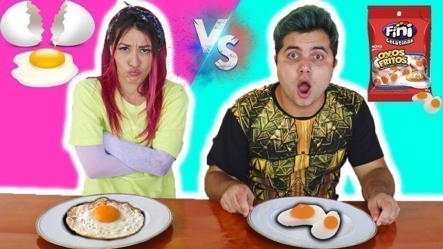 'DESAFIO BALA FINI VS COMIDA REAL - Gummy Food vs. Real Food Challenge!'