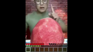 'eating watermelon in minecraft meme'