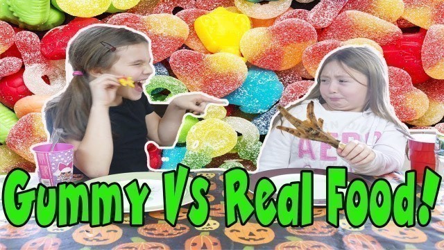 'Gummy Vs. Real Challenge! Gummy Foods Vs. Real Foods'