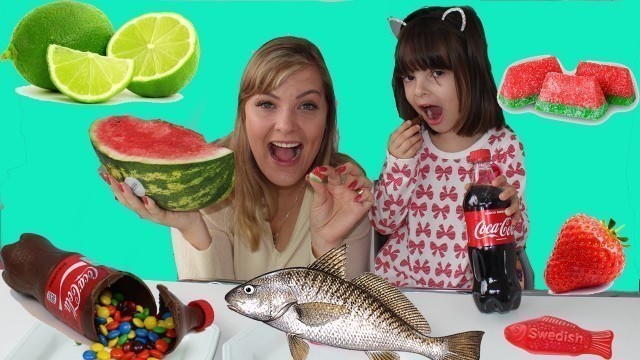 'DESAFIO COMIDA VS BALA - REAL FOOD VS GUMMY FOOD CHALLENGE'