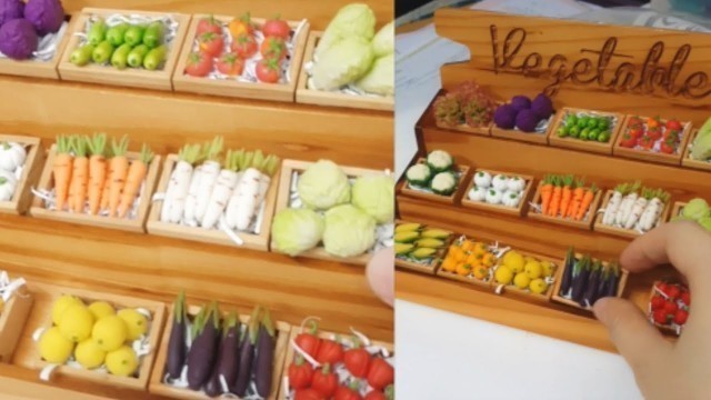 'Shorts - Miniature food| Vegetable Grocery shop| DIY miniature stroe'