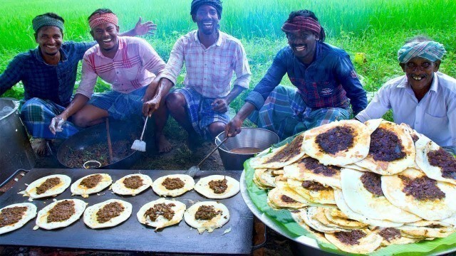 'MUTTON KARI DOSAI | Madurai Special Street Food | South Indian Kari Dosa Recipe with Mutton Gravy'