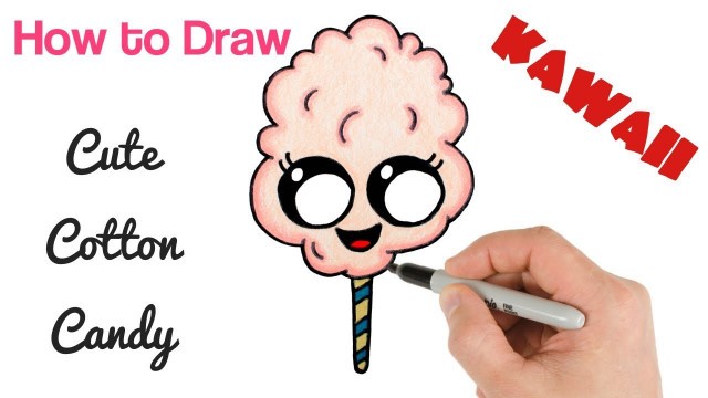 'How to Draw Cotton Candy Cute | Kawaii Food Drawing'