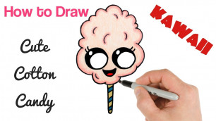 'How to Draw Cotton Candy Cute | Kawaii Food Drawing'