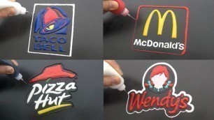 'Fast Food Brand Logos Pancake Art - Taco Bell, Wendy\'s, McDonald\'s, Pizza Hut'