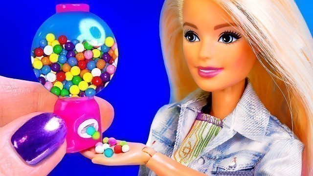 '15 DIY MINIATURE FOOD FOR BARBIE ~ Gumball Machine, Nutella, Sweets AND MORE!'