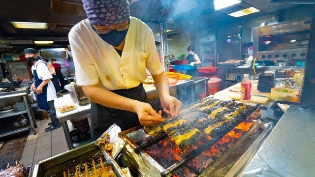 'Japanese Street Food - GRILLED EEL BBQ + CHEAP SEAFOOD Omakase!! BEST Japanese Food in Taipei!'