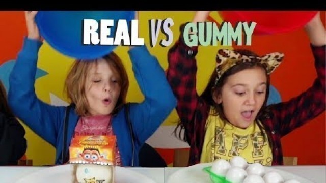 'Real vs. Gummy Challenge - Cibo reale vs Cibo gommoso - Real food vs gummy food - Canale Nikita'