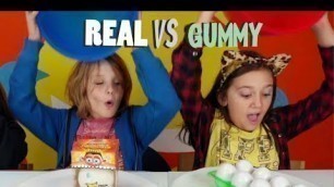 'Real vs. Gummy Challenge - Cibo reale vs Cibo gommoso - Real food vs gummy food - Canale Nikita'