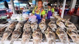 'Salt Crusted Tilapia - THAI STREET FOOD Tour in Isaan!! | Kalasin, Thailand!'