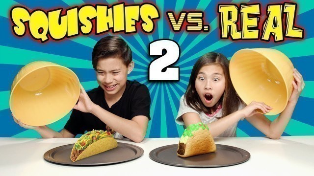 'SQUISHY FOOD VS. REAL FOOD CHALLENGE 2!!!  More JUMBO SQUISHIES!'