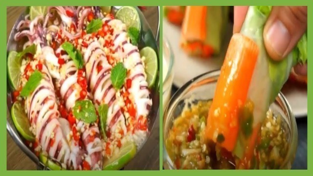 'Steamed Squid With Lemon Hot Pot and Spicy Strawberry Salad with Shrimp Cooking Recipe'