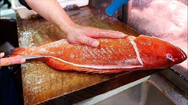 'Japanese Street Food - RED SPOTTED GROUPER Garlic Olive Oil Okinawa Seafood Japan'