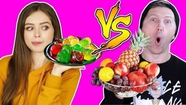 'ОБЫЧНАЯ ЕДА ПРОТИВ МАРМЕЛАДА Челлендж Афинка против Эльфика Real Food vs Gummy Food 