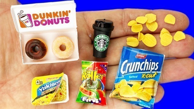 'REAL MINI FOOD FOR BARBIE : Ramen noodles, donuts, marmalade and more DIY IDEAS !!!'