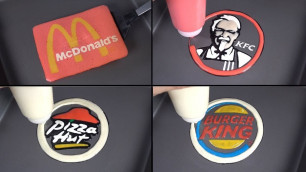 'Fast Food Logo Pancake Art ─ BURGER KING, MCDONALD\'s, PIZZA HUT, KFC'