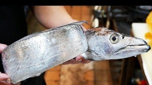 'Japanese Street Food - GIANT BELTFISH Okinawa Japan'