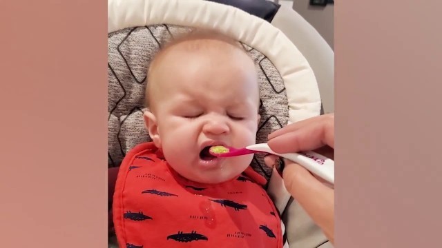 'Funny Baby Face Reactions to Food   Cute Baby Video'