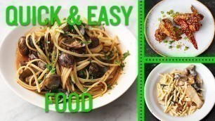 'Jamie’s Quick and Easy Food | Vongole, Sticky Chicken Wings, Garlic Mushrooms,'