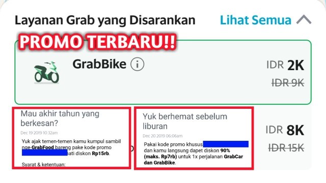 'TERBARU!! KODE PROMO GRABFOOD, GRABBIKE, GRABCAR DISKON 90%'