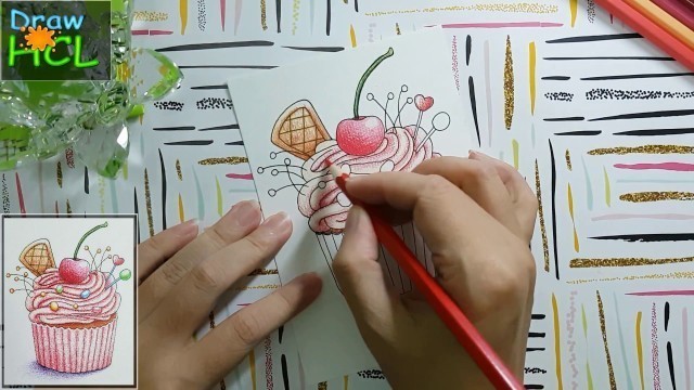 'How to draw cute food Cupcake | Doodle Art Cute'