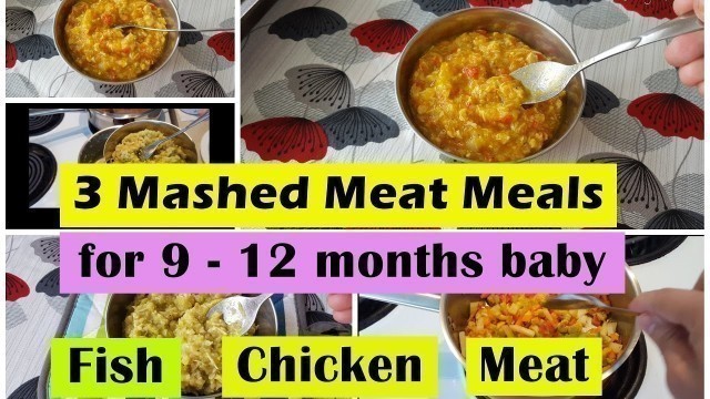 '3 Fish/Chicken/Meat Meals for 9 - 12months baby | Fish Chicken Meat Meal for 9,10,11,12 months baby'