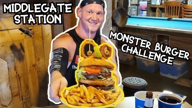 '4 POUND MONSTER BURGER.. New Record! | Middlegate Station | Man vs Food | Haunted places'