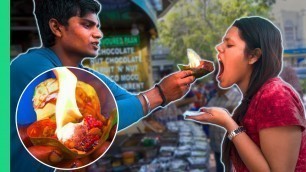 'Exotic Indian Street Food Tour in Delhi, India! Crazy FLAMING FIRE PAAN!'