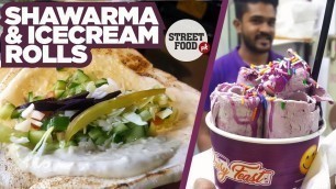 'Spicy Shawarma & LIVE Ice Cream Rolls | Street Food Pakistan | Karachi Food Street'