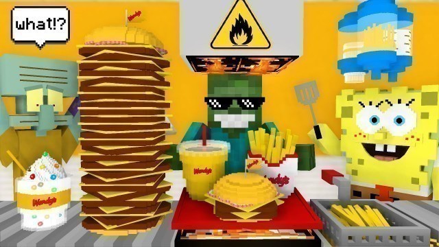 'Monster School: WORK AT WENDY\'S BURGERS - Minecraft Animation'