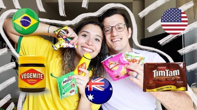 'BRAZILIAN and AMERICAN trying AUSTRALIAN snacks'