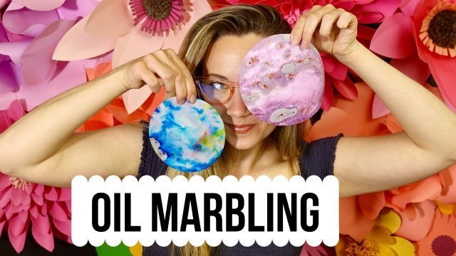 'Oil Marbling on Paper with Food Coloring ll Easy kids craft'