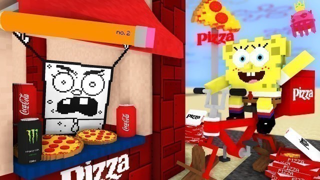 'Monster School: Work at Spongebob’s PIZZA DELIVERY place! 