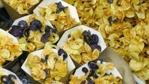 'Cutting and Cooking Fried Twisted Chips. Italian Street Food'