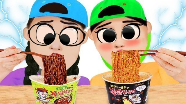 'animation | Funny Mukbang  짜장면 떡볶이 편의점 먹방 Food'