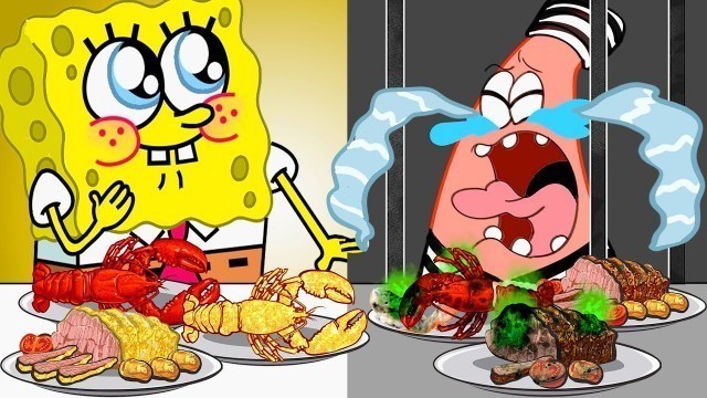 'Rich Jail vs Broke Jail Food | MUKBANG ANIMATION | SPONGEBOB ANIMATION'