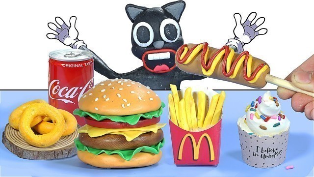 'ASMR Eating: McDonald\'s Burger set CARTOON CAT - ANIMATION MUKBANG #2'