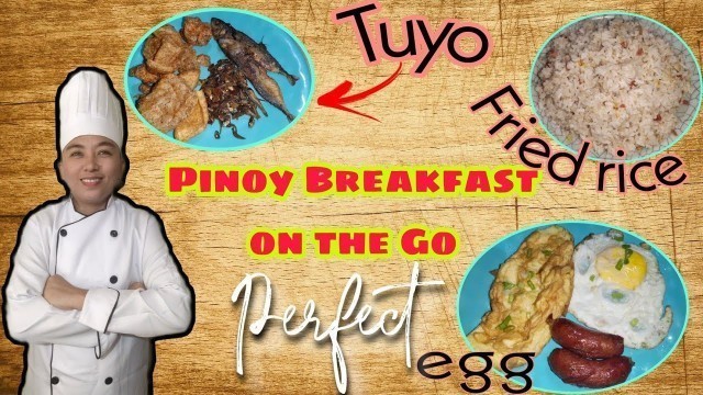 'PINOY STYLE BREAKFAST ON THE GO (FRIED RICE, DRIED FISH, EGG AND SINIGANG SOUP)'