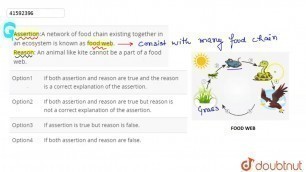 'Assertion:A network of food chain existing together in an ecosystem is known as food web. Rea'