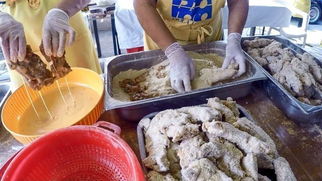 'Fried Pork Legs and Fried Snails. Italy Street Food'