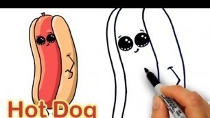 'How to Draw a Cartoon Hot Dog and Bun Easy and Cute'