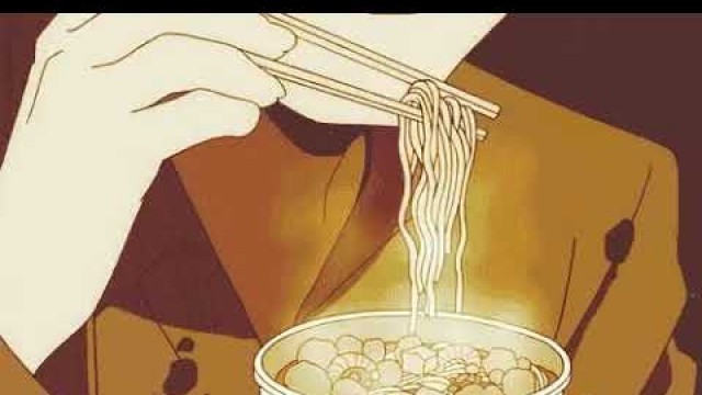 'aesthetic anime eating food noodles gif'